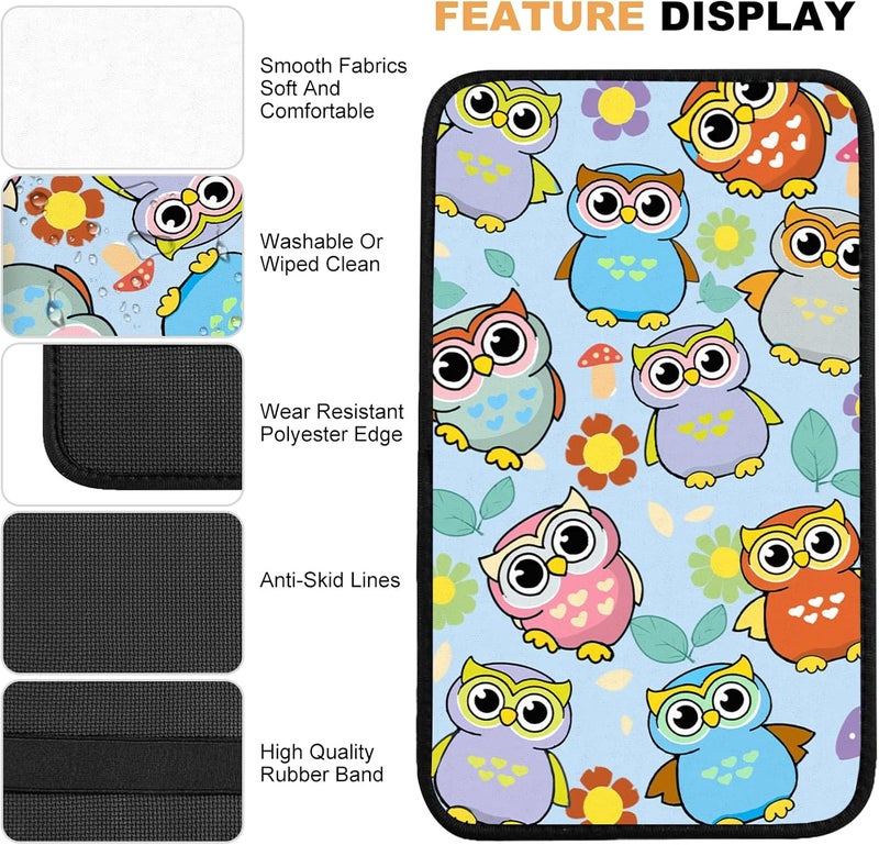 Adastrah Car Armrest Box Pad,Owls Car Armrest Pad Car Armrest Cover Protector for Most Vehicle, SUV, Truck, Car - Image 5